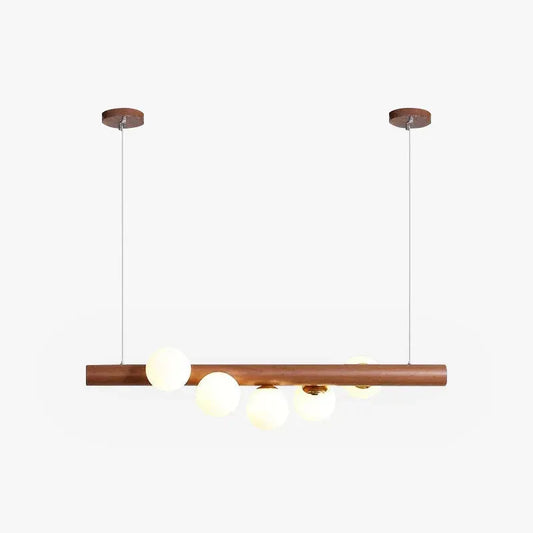 Modern Walnut Pendant Light Wood Glass Kitchen