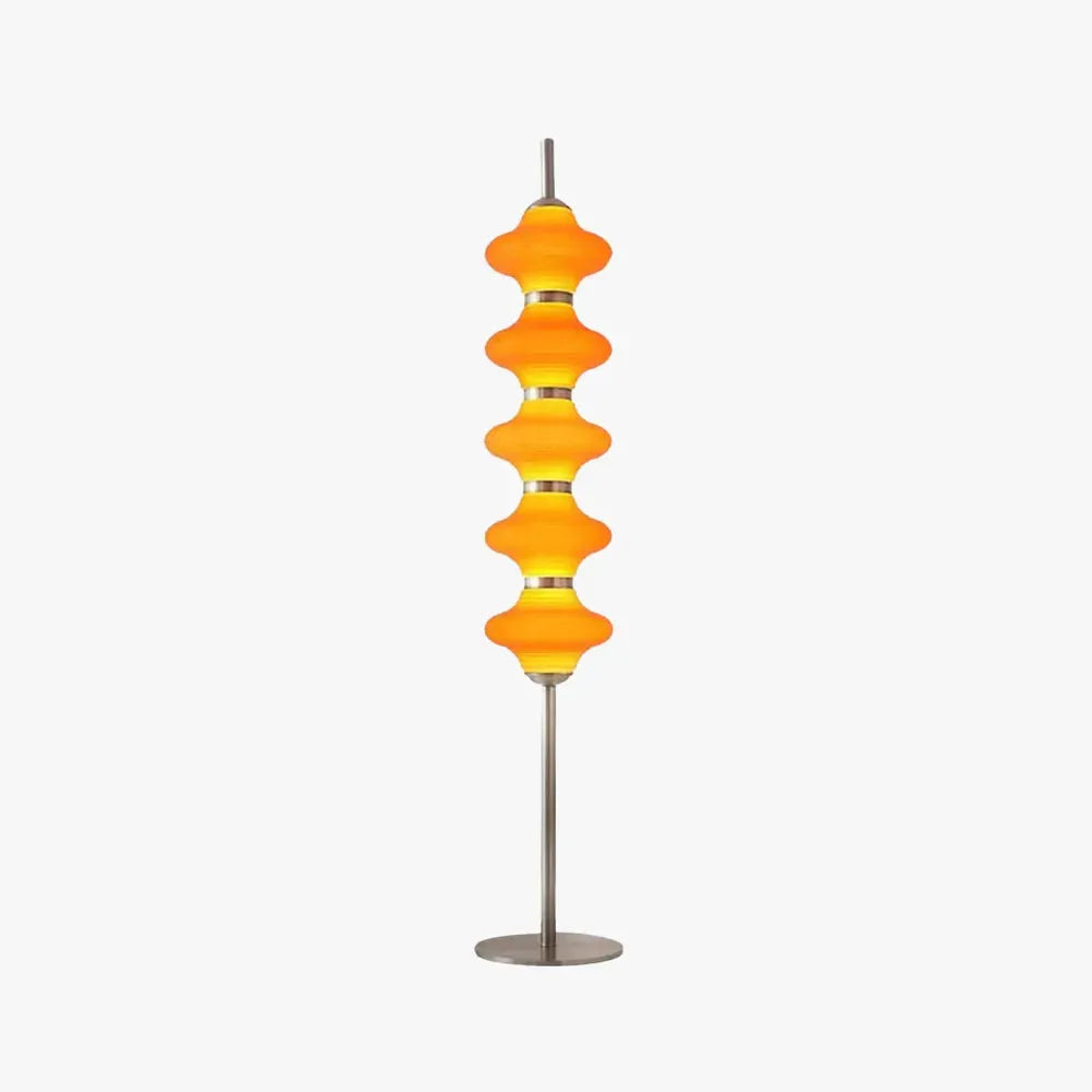 Modern Orange Lantern Floor Lamp Metal Glass Bedroom