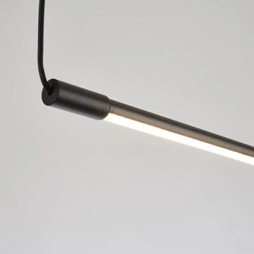 Minimalist Black Pendant Light Metal Acrylic Linear Living Room