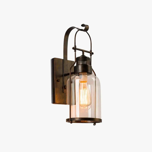 Industrial Black/Rust Wall Lamp Metal Acrylic Indoor