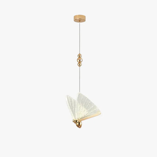 Art Deco Gold Pendant Light Metal Acrylic Butterfly Bedroom