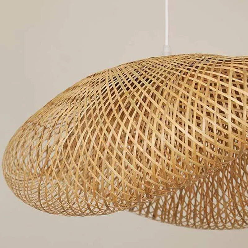 Natural Wood Pendant Light Bamboo Living Room