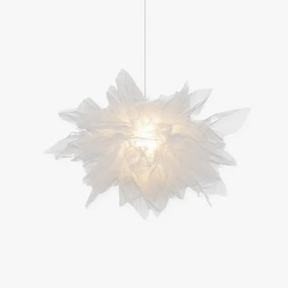 Art Deco Organza Pendant Light Metal White Floral Bedroom