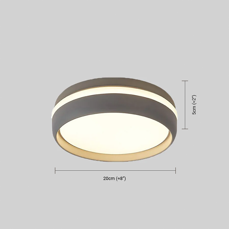 Modern Black/Grey Ceiling Light Metal Round Bedroom