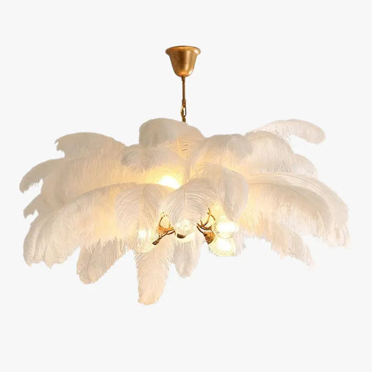 Art Deco Eight Colour Pendant Light Metal Feather Cluster Bedroom