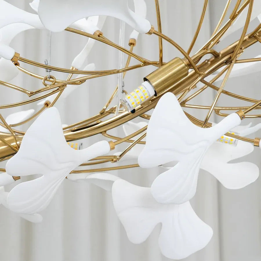 Modern White/Gold Pendant Light Metal Living Room