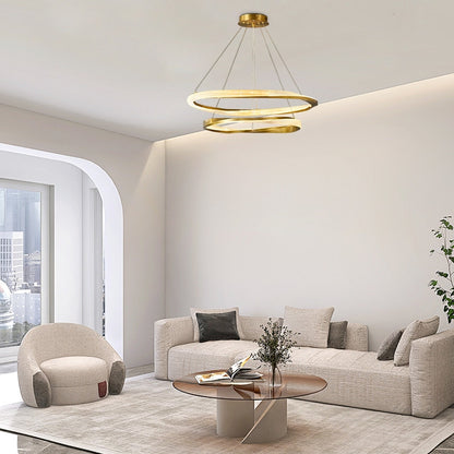 Modern Gold/Silver Pendant Light Metal Acylic Ring Bedroom