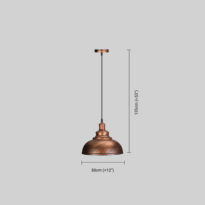 Industrial Pendant Light Dome Metal Copper Dining Room