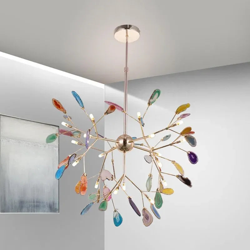 Modern Blue/Green Pendant Light Metal Living Room