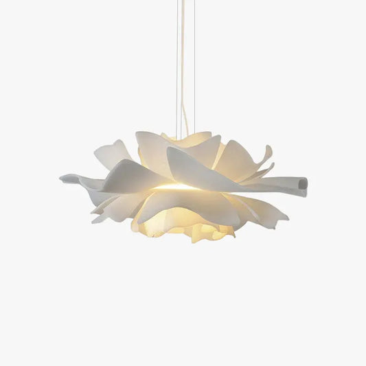 Modern White Flower Shaped Pendant Light Metal Acrylic Bedroom