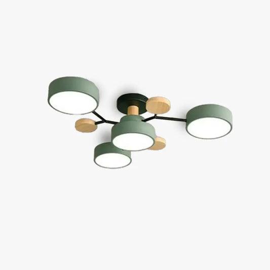 Modern Metal Round Multi-Head Gray Green White Living Room Ceiling Light