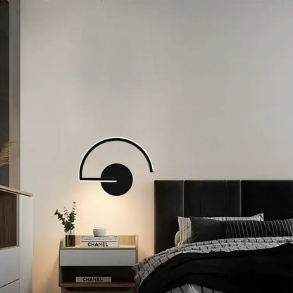 Modern Black/White Wall Lamp Metal Frisbee Bedroom