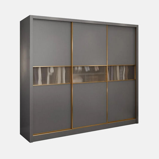 Modern Lmplx Wood  Glass Dark Gray Wardrobe Bedroom