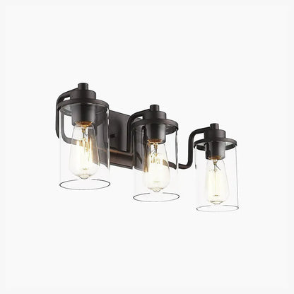 Industrial Black Wall Lamp Metal Glass Cylindrical Living Room