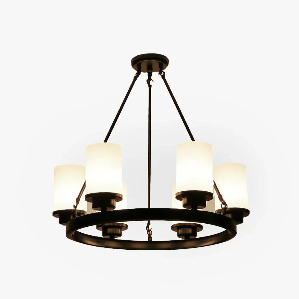 Modern Black Pendant Light Metal Cylindrical  Dining Room