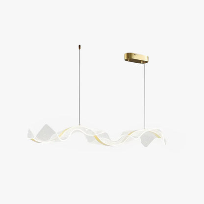 Modern Gold Pendant Light Metal Acrylic Wave Dining Room