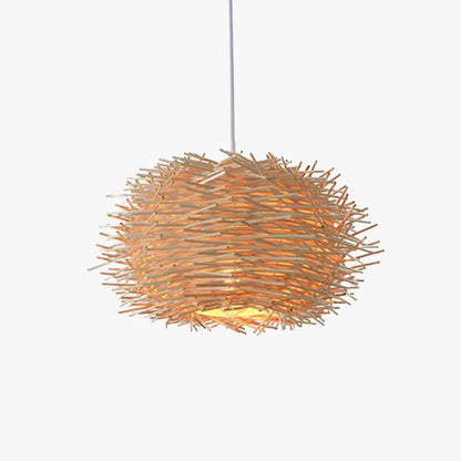 Modern Brown Pendant Light Rattan Globular Living Room