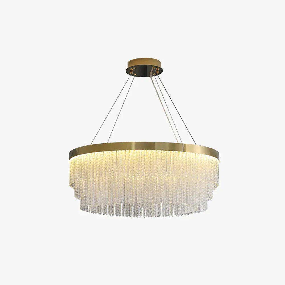 Royal Gold Pendant Light Metal Crystal Tassel Bedroom