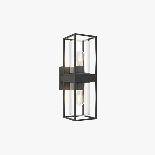 Modern Black Wall Lamp Metal Glass Rectangular Outdoor