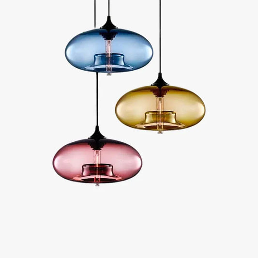 Modern Pink/Blue Glass Pendant Light Bread Shaped Living Room