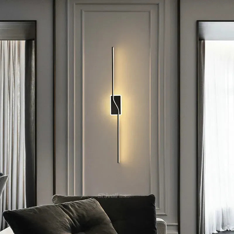 Nordic Black/Gold Wall Lamp Metal Linear Living Room