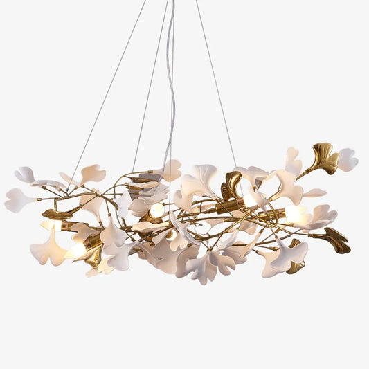 Art Deco Pendant Light Metal Ceramic Petal Shaped Living Room