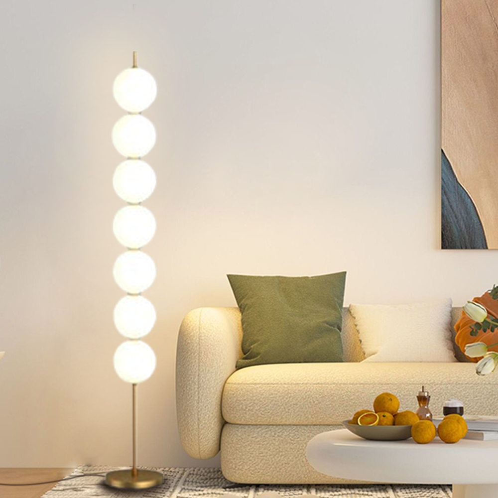 Modern White Floor Lamp Metal Cylindrical  Living Room