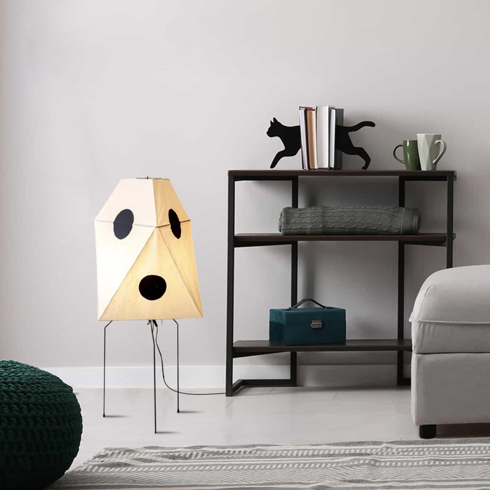 Japanese White Floor Lamp Metal Paper Irregular Living Room