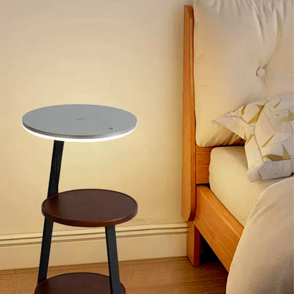 Modern Brown Floor Lamp Wood Round Dining Room