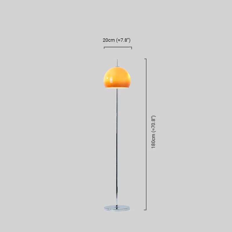 Modern Metal Glass Round Orange Floor Lamp Living Room