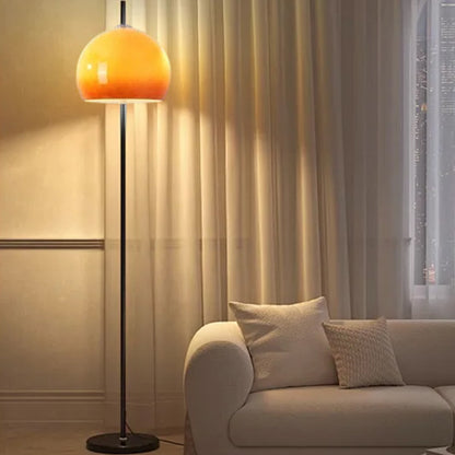 Modern Metal Glass Round Orange Floor Lamp Living Room