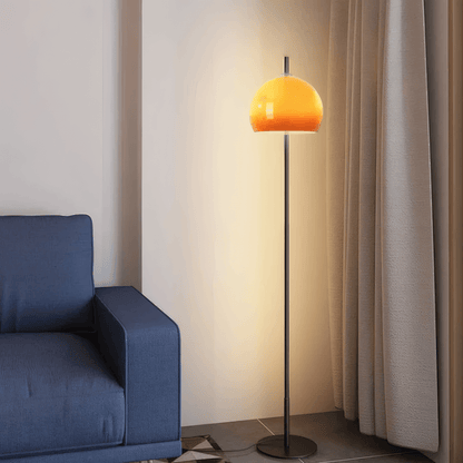 Modern Metal Glass Round Orange Floor Lamp Living Room