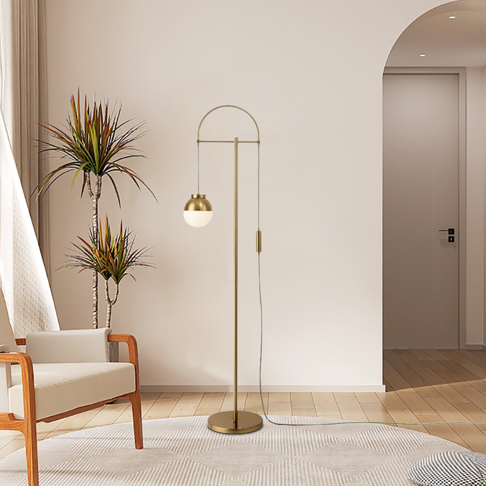 Modern Gold Floor Lamp Metal Curved Living Room