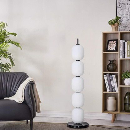 Modern White Floor Lamp Glass Cylindrical Living Room