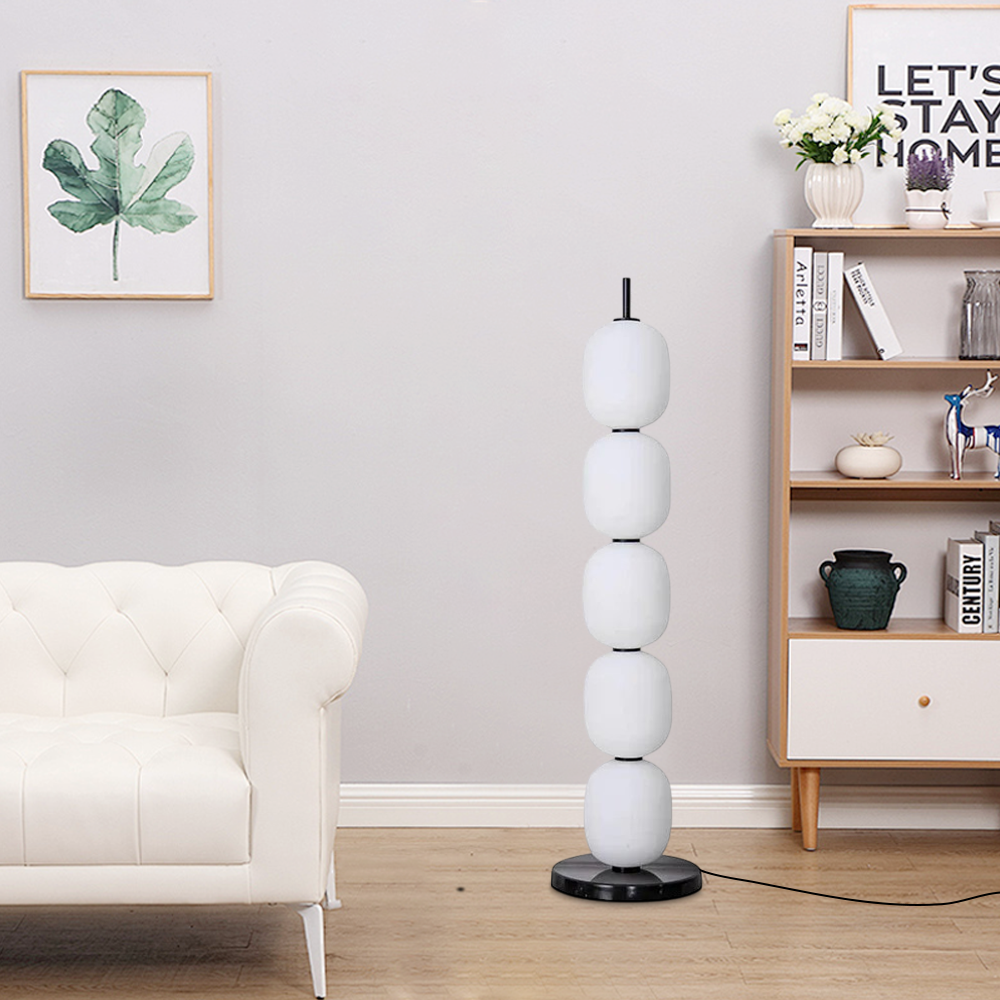 Modern White Floor Lamp Glass Cylindrical Living Room