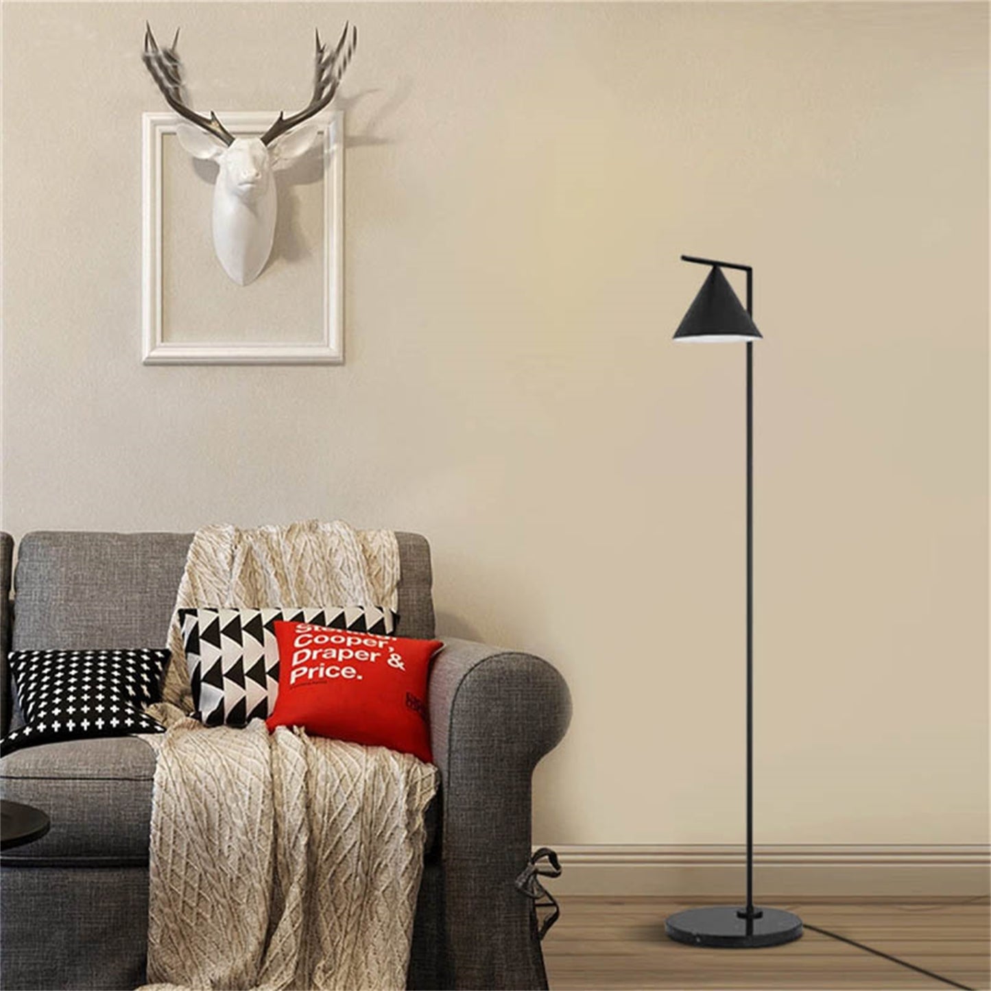 Modern Gold/Black Floor Lamp Metal Funnel Living Room