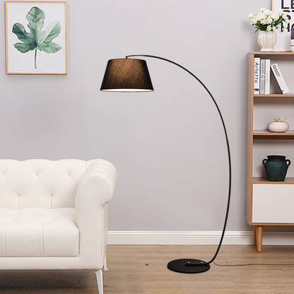 Modern Black Floor Lamp Metal Hooded Bedroom