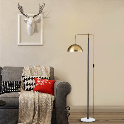 Modern Gold/Black Floor Lamp Metal Marble Bowl Living Room