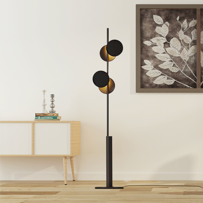 Modern Black Floor Lamp Metal Cylindrical Living Room