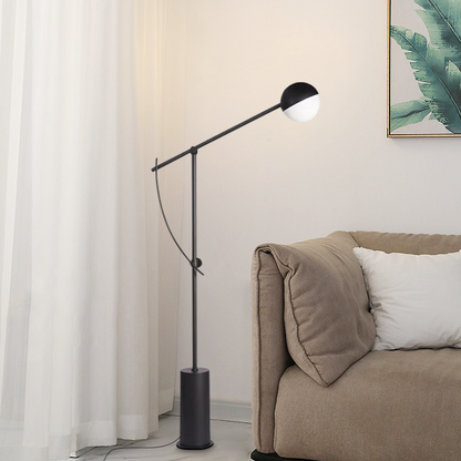 Modern Black Floor Lamp Metal Bowled Living Room