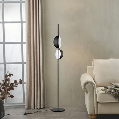 Modern Black Floor Lamp Metal Hooded Living Room