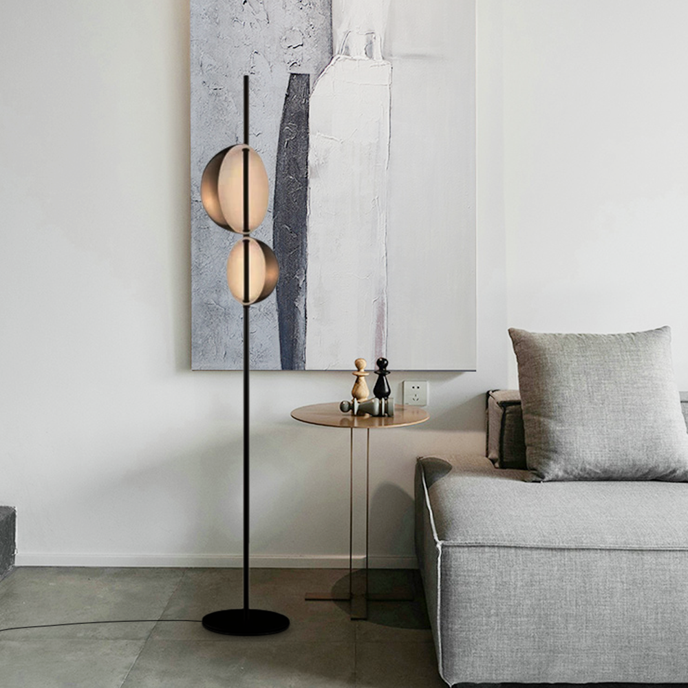 Modern Black Floor Lamp Metal Hooded Living Room