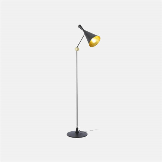 Modern Black/Gold Floor Lamp Metal Funnel Dining Room