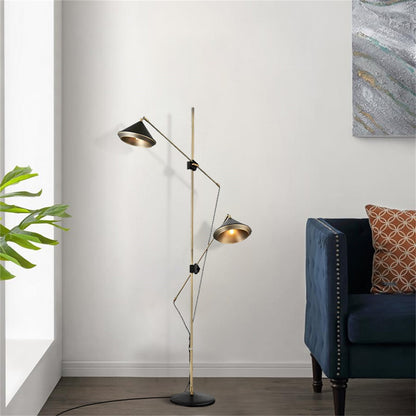 Modern Black Floor Lamp Metal Hooded Living Room