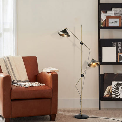 Modern Black Floor Lamp Metal Hooded Living Room