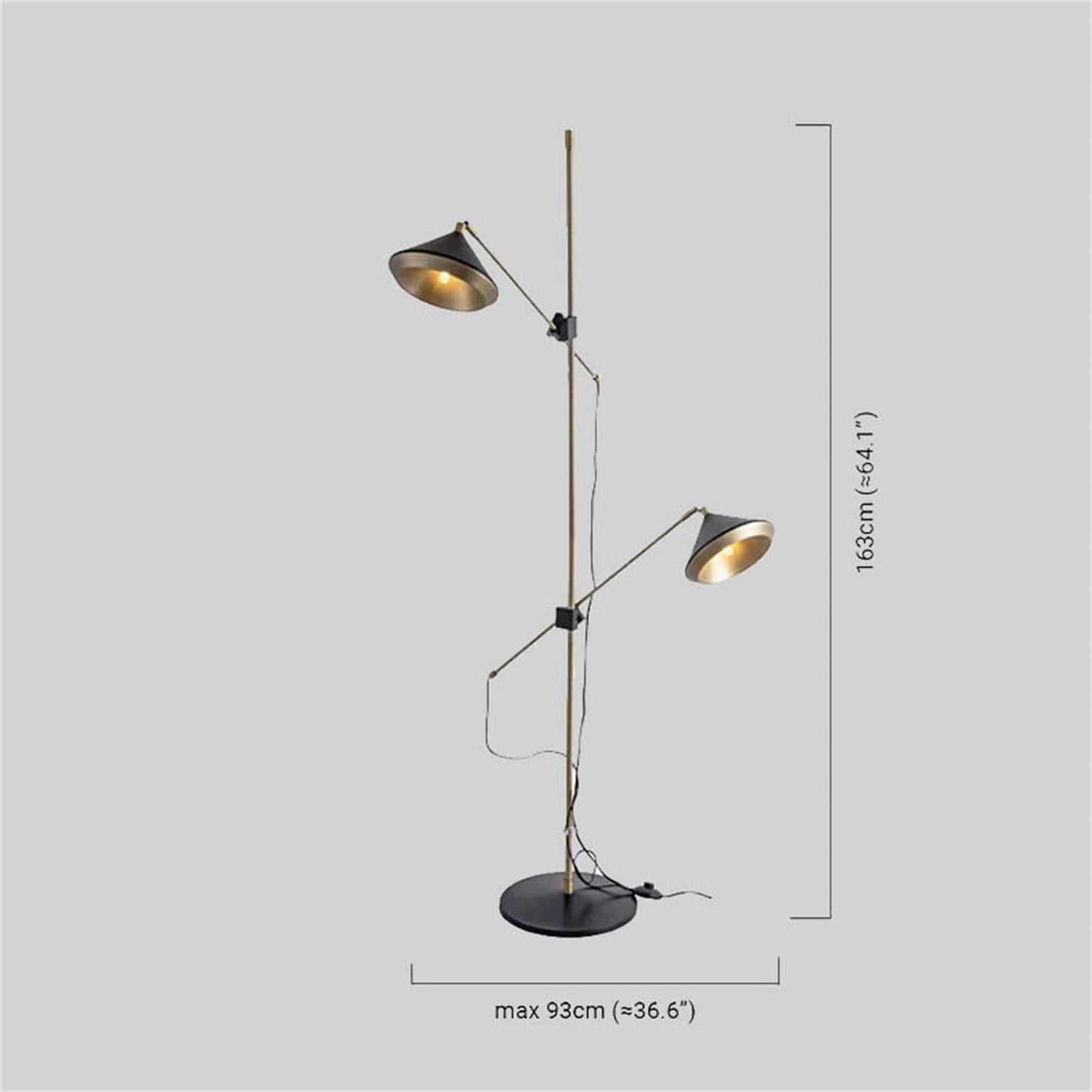 Modern Black Floor Lamp Metal Hooded Living Room