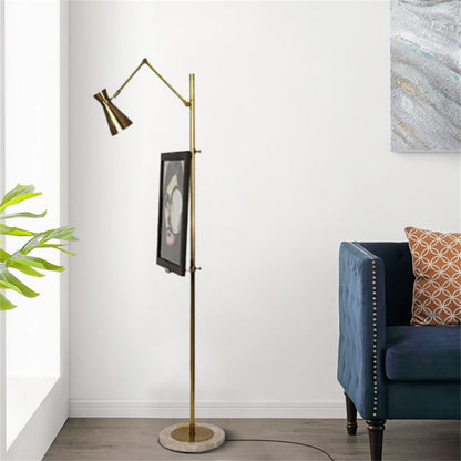 Modern Brass Floor Lamp Metal Funnel Dining Room