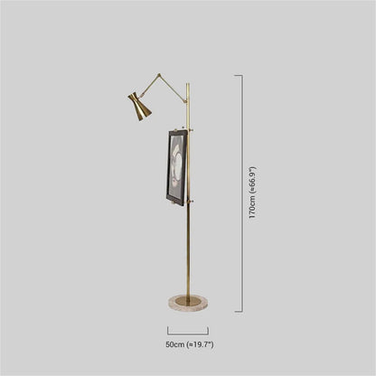 Modern Brass Floor Lamp Metal Funnel Dining Room