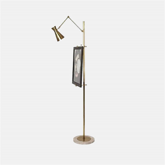 Modern Brass Floor Lamp Metal Funnel Dining Room