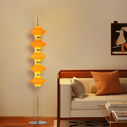 Modern Orange Lantern Floor Lamp Metal Glass Bedroom